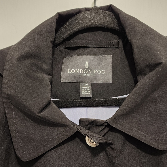 London Fog Black Rain Resist Coat‎ Hooded Women's Size Large - Picture 3 of 10